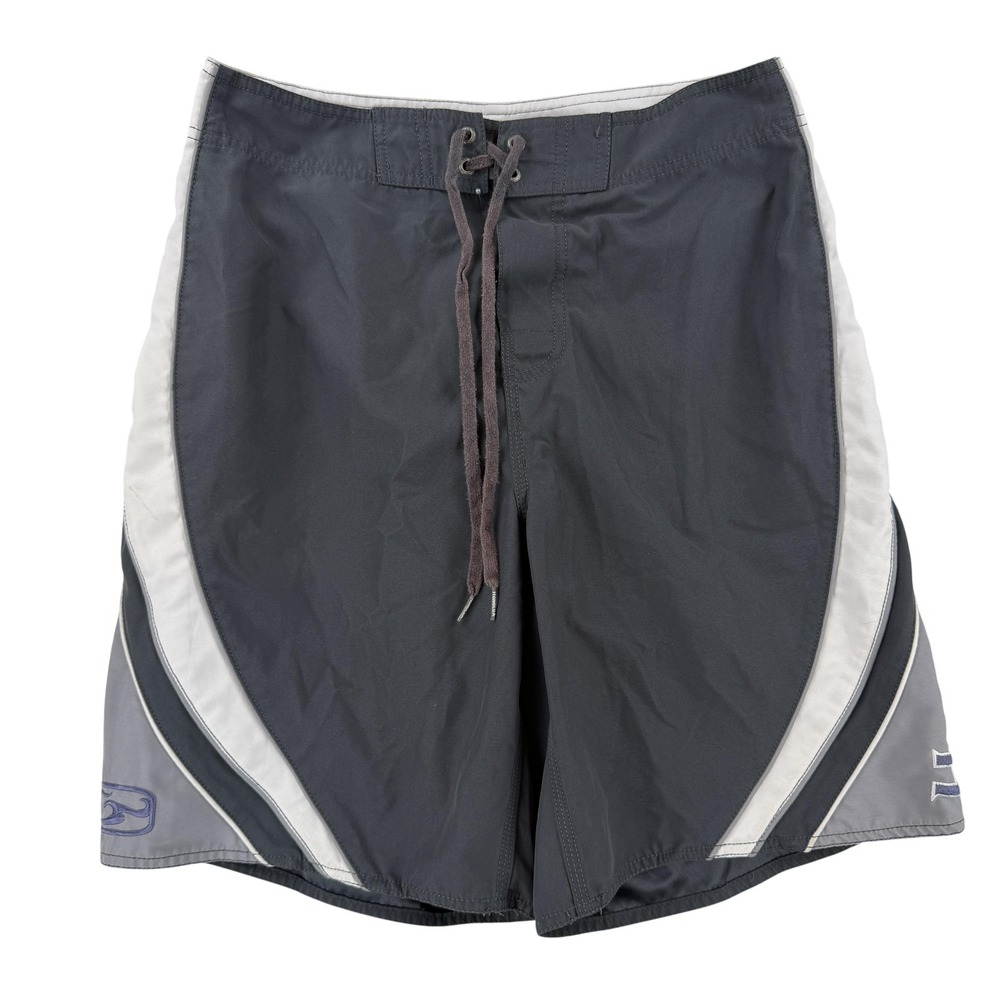 Honolua Board Shorts Mens 31 Gray Colorblock Hawaii Map Surf Swim Trunks Beach